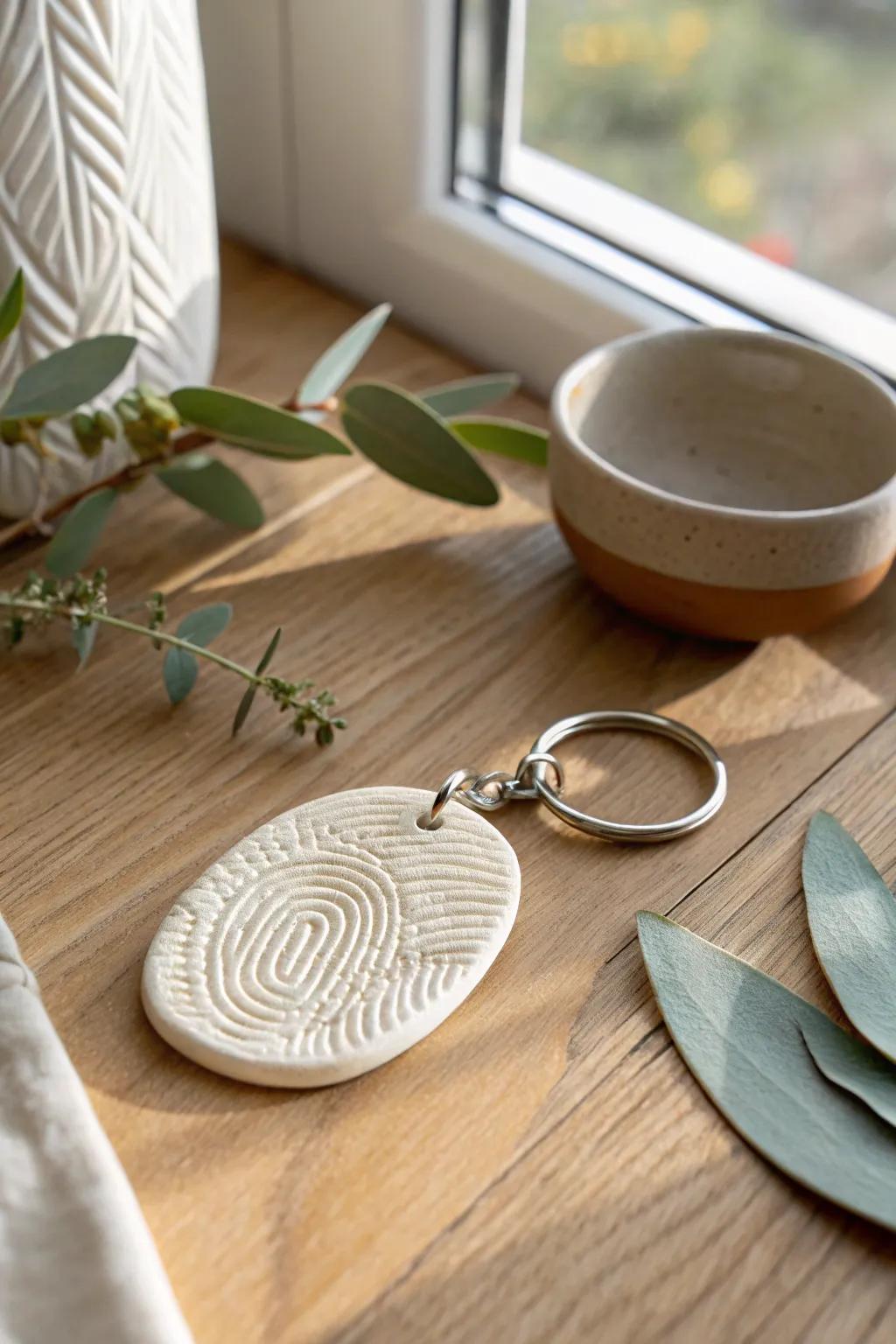 Capture Dad's heart with a fingerprint art keychain, a seamless fusion of simplicity and feeling from little hands.