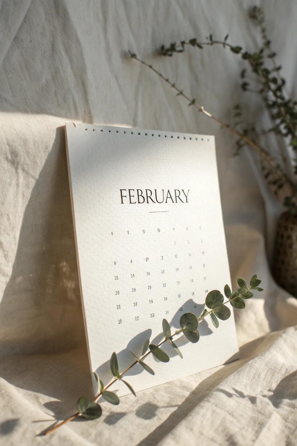 Appreciate simplicity intertwined with elegance this February. 🌿 #MinimalistCalendar
