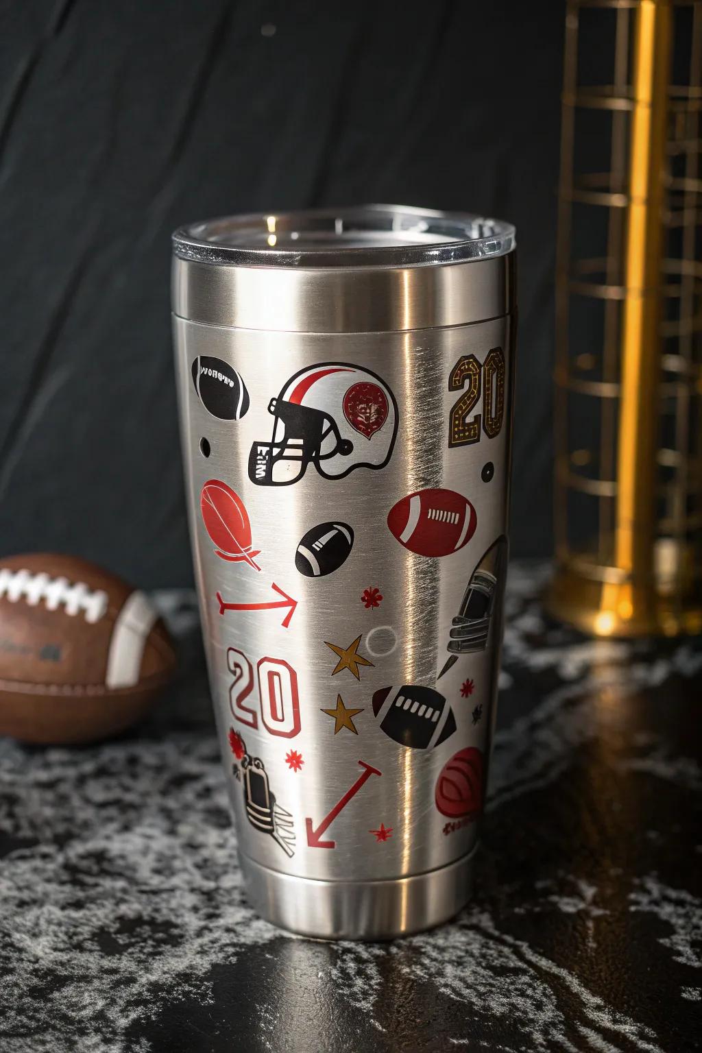 Elevate your game day style with a custom football tumbler—where creativity converges with fandom!