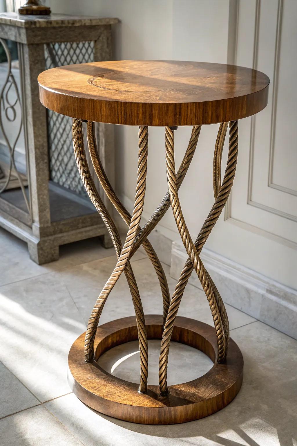 Enhance your space with artistic craftsmanship: a sculptural side table that blends elegance and function.