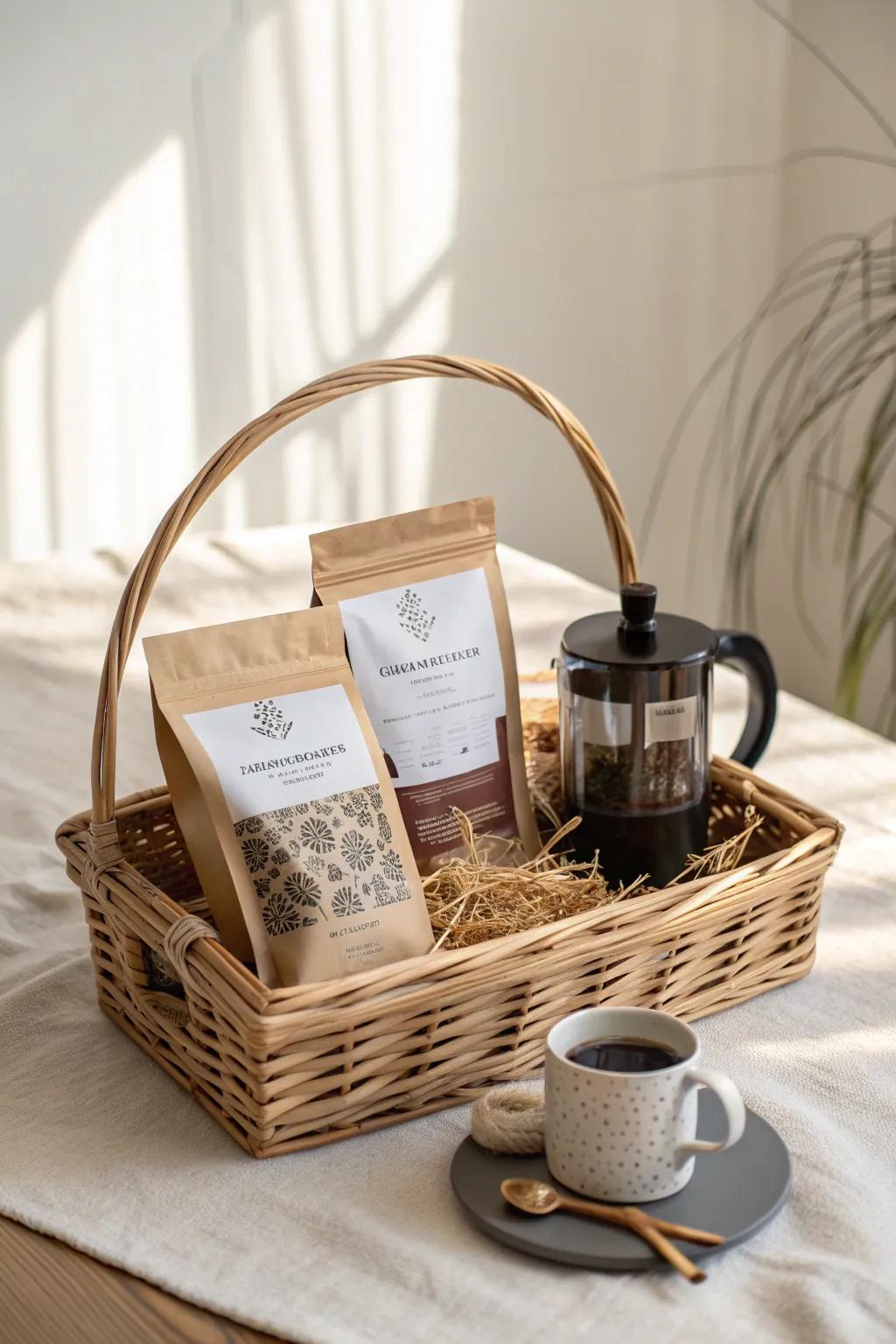 Brew happiness with an artisan coffee gift basket this Christmas.