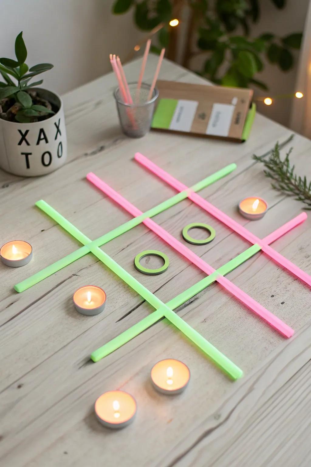 Bring a luminous twist to recreational night with this radiant grid game set, ideal for a snug evening indoors!