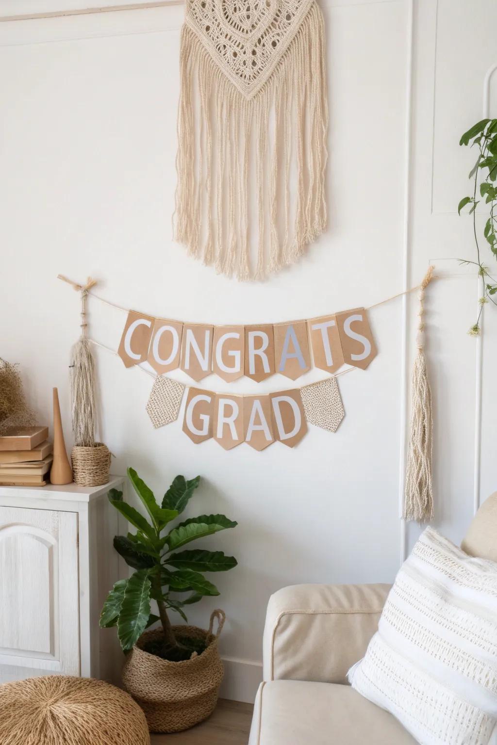 Celebrate in style with a chic, handcrafted graduation streamer that adds a personal touch to your décor.
