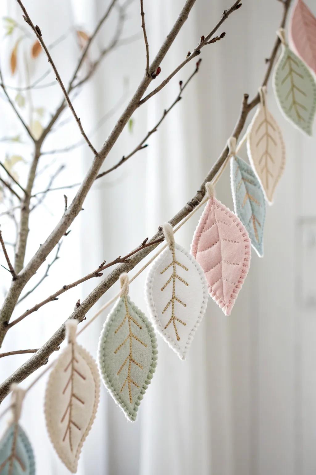 Express your gratitude with a tranquil textile leaf wreath, where simplicity embodies elegance.