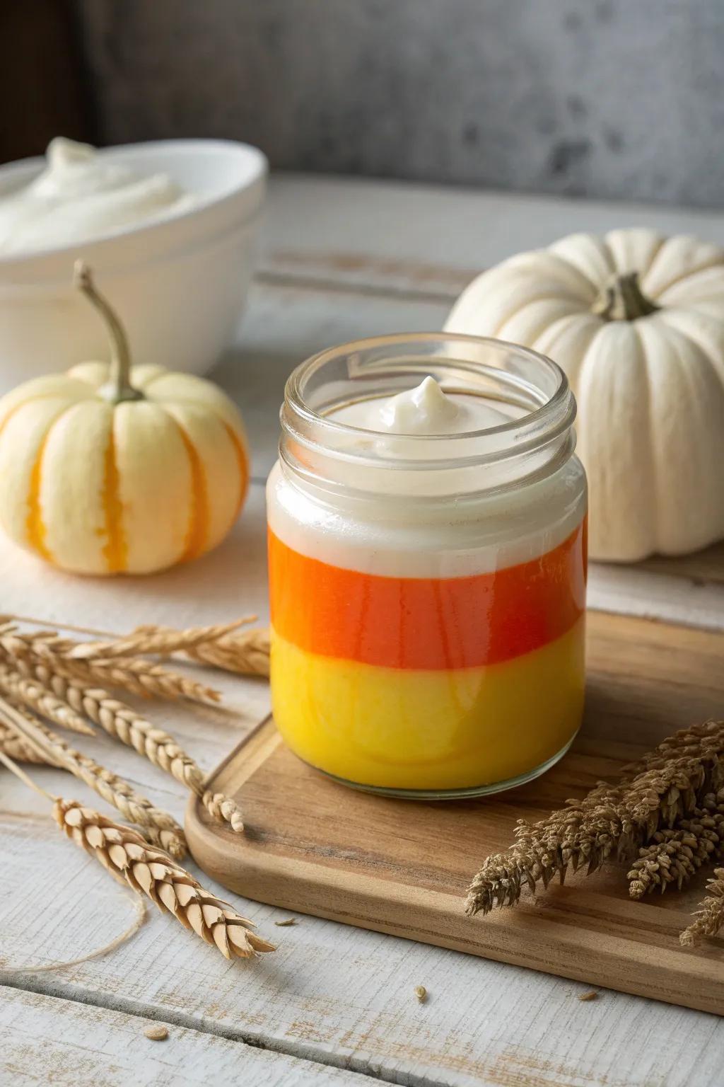 Saccharine strata of All Hallows' Eve amusement: Confection Kernel Slime imbued with a trace of childhood enchantment!