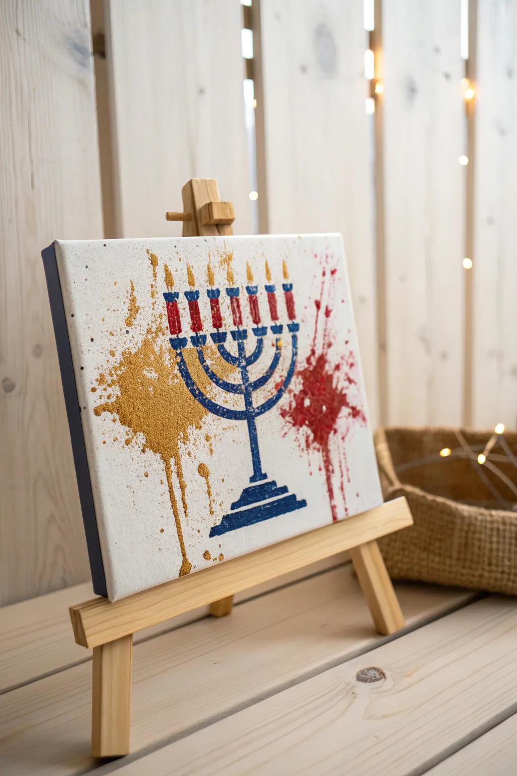 Unleash your creativity with a vibrant splat paint menorah, where Scandinavian minimalism meets boho flair!