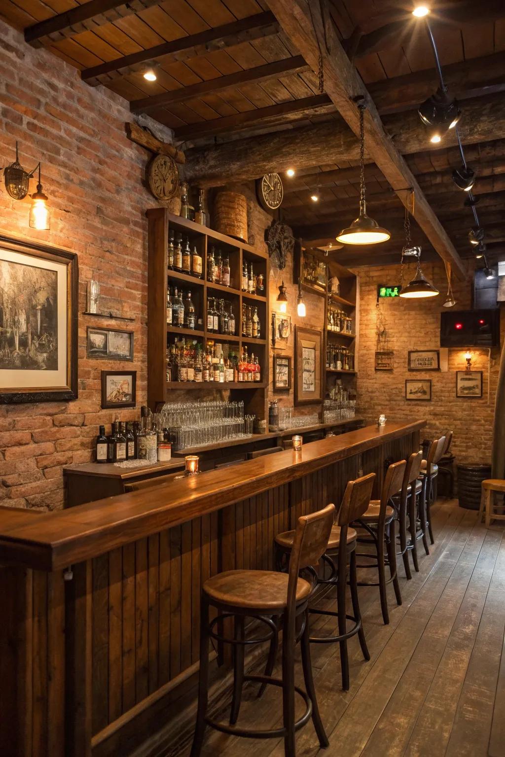 Country themes imbue warmth and allure into your whiskey corner.