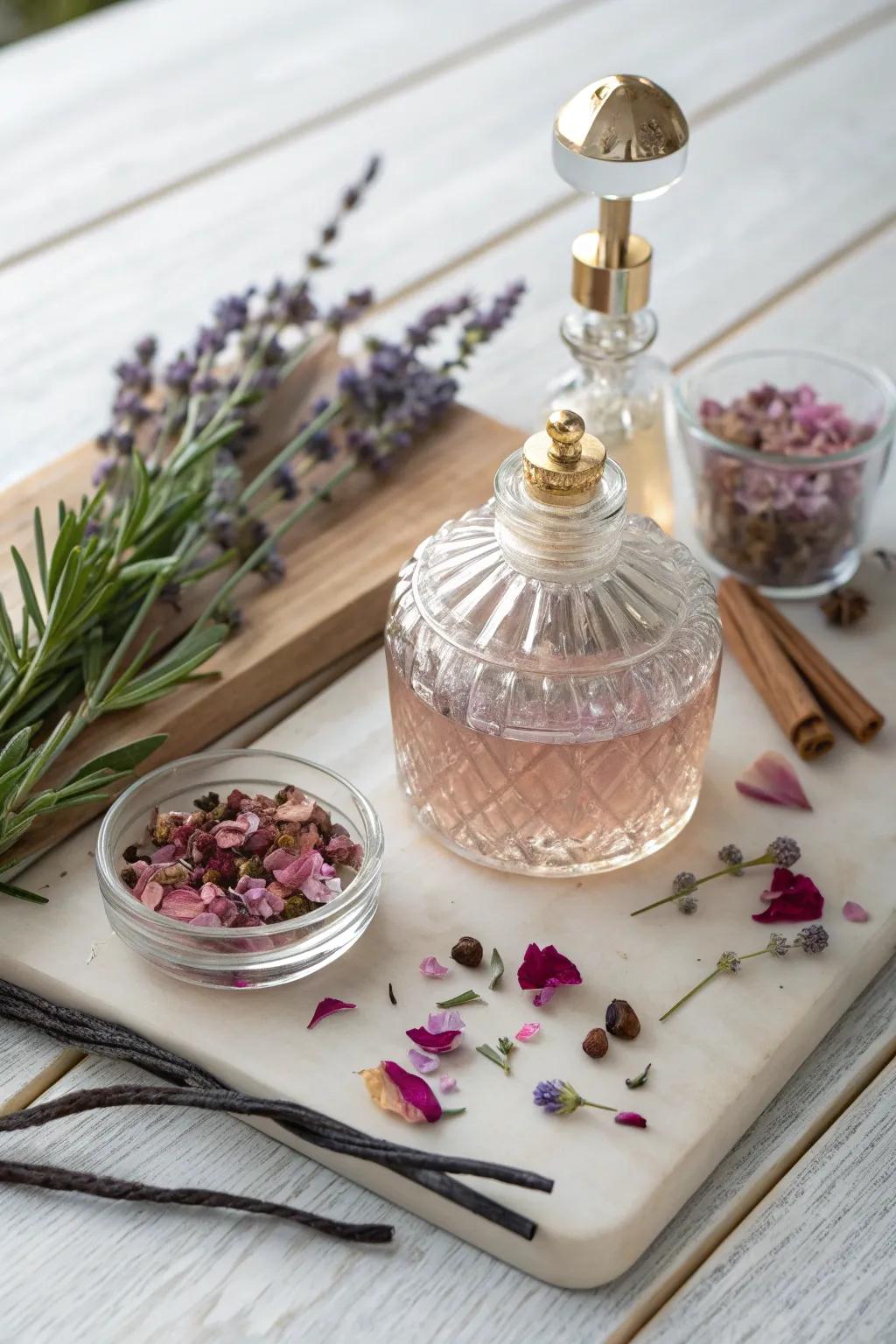 Craft your unique scent at this DIY perfume station—where elegance meets creativity.