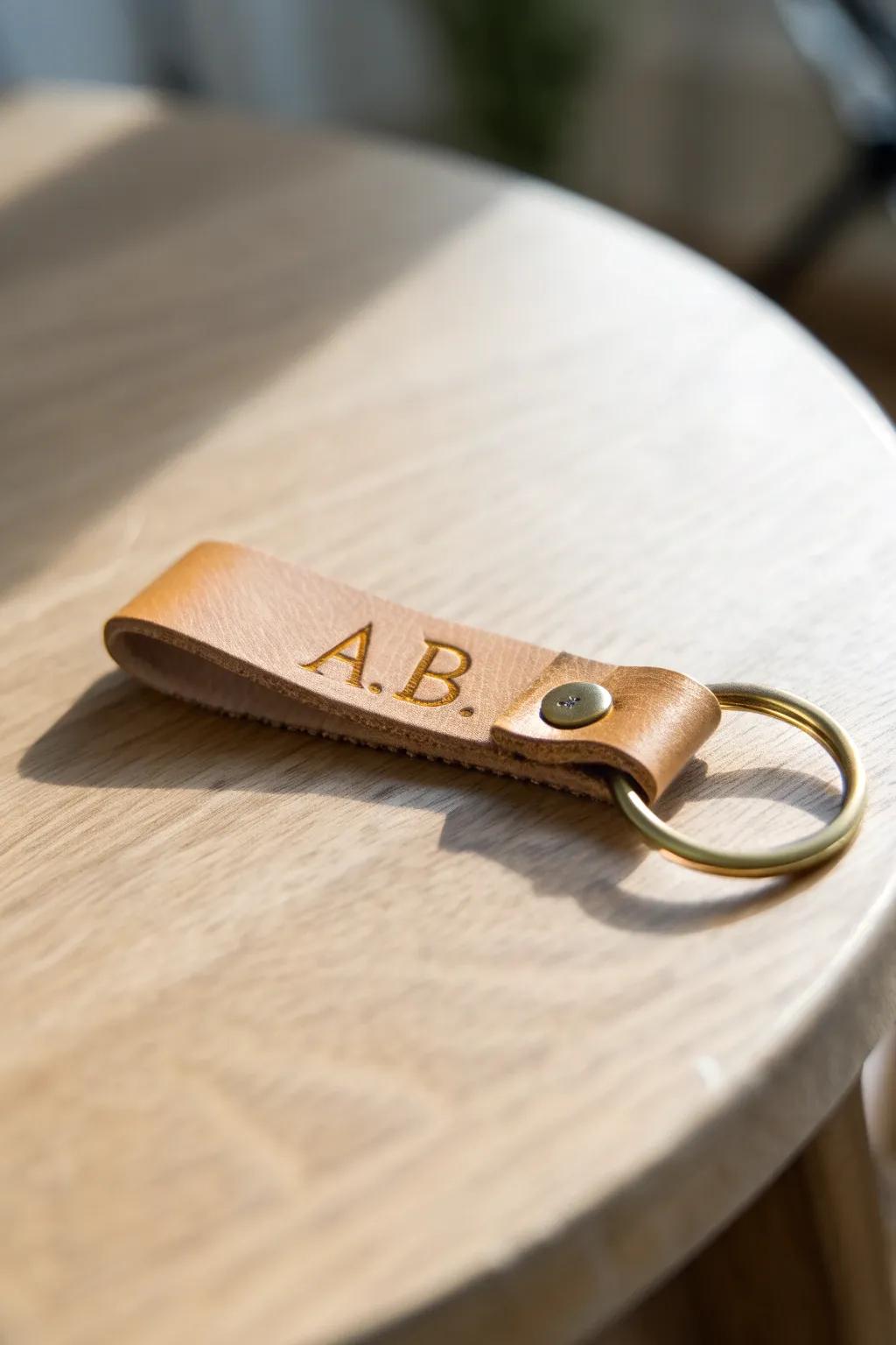 Express a personal sentiment with a handcrafted hide keyring, perfect for his everyday essentials.