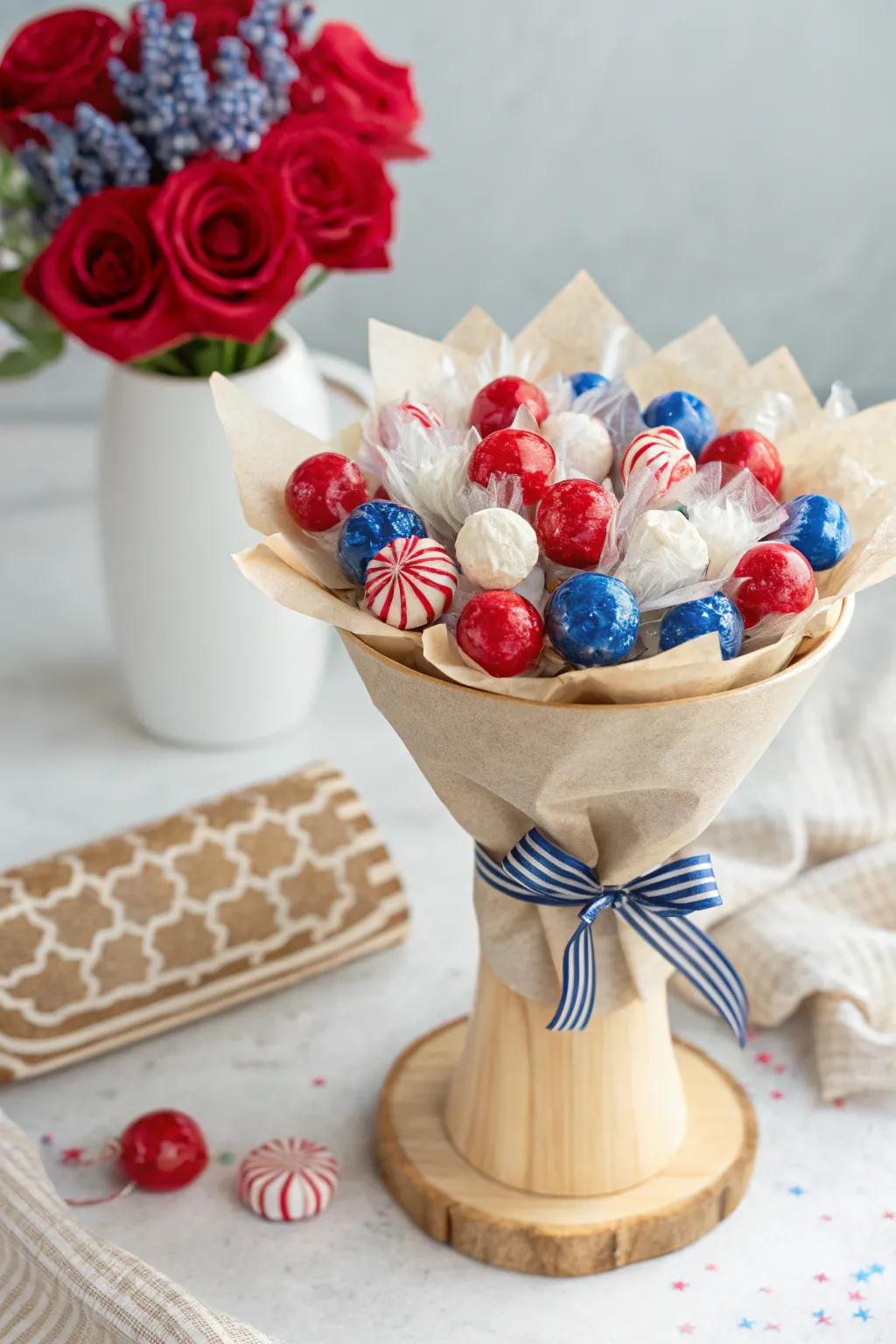 Mark Veterans Day through a sugary and stylish confectionery arrangement centerpiece, wherein simplicity encounters elegance.