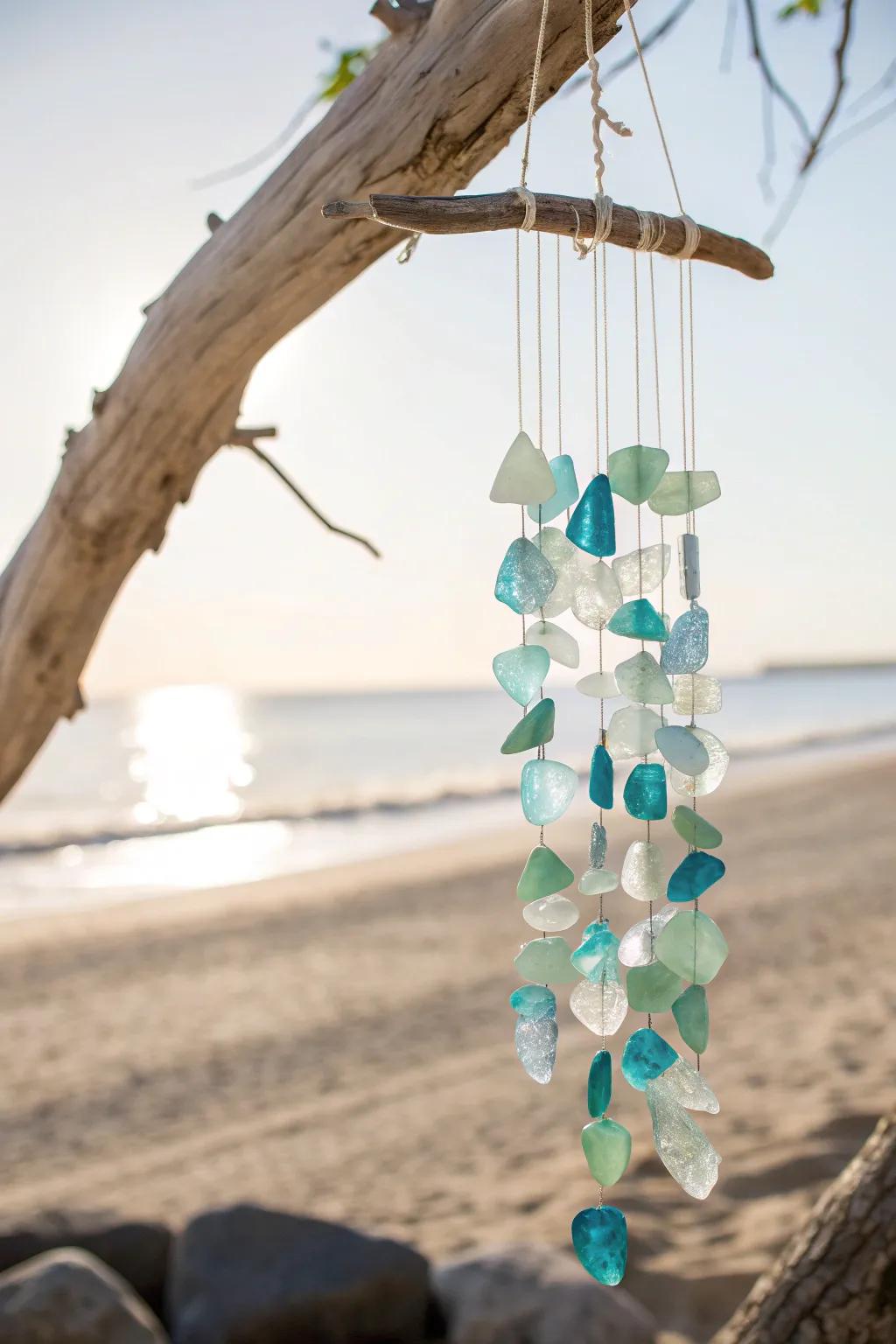 Capture the quintessence of the sea with this refined marine crystal wind chime, a tranquil fusion of simplicity and unaffected charm.