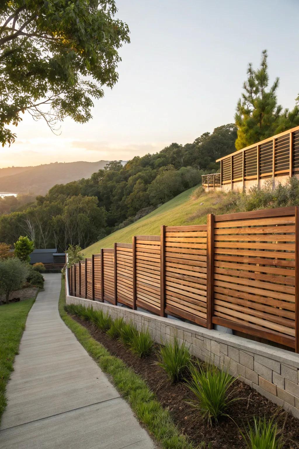 Enhance your landscape with a wide plank fence, the quintessential mix of seclusion and contemporary design.