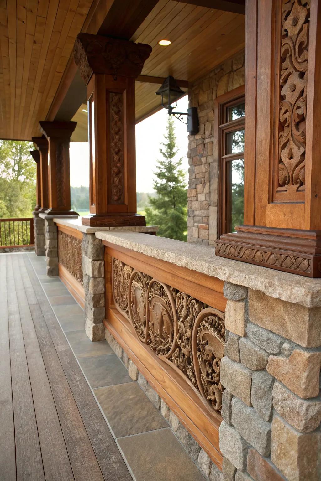 Enrich your ledge’s character with timber and stone components.