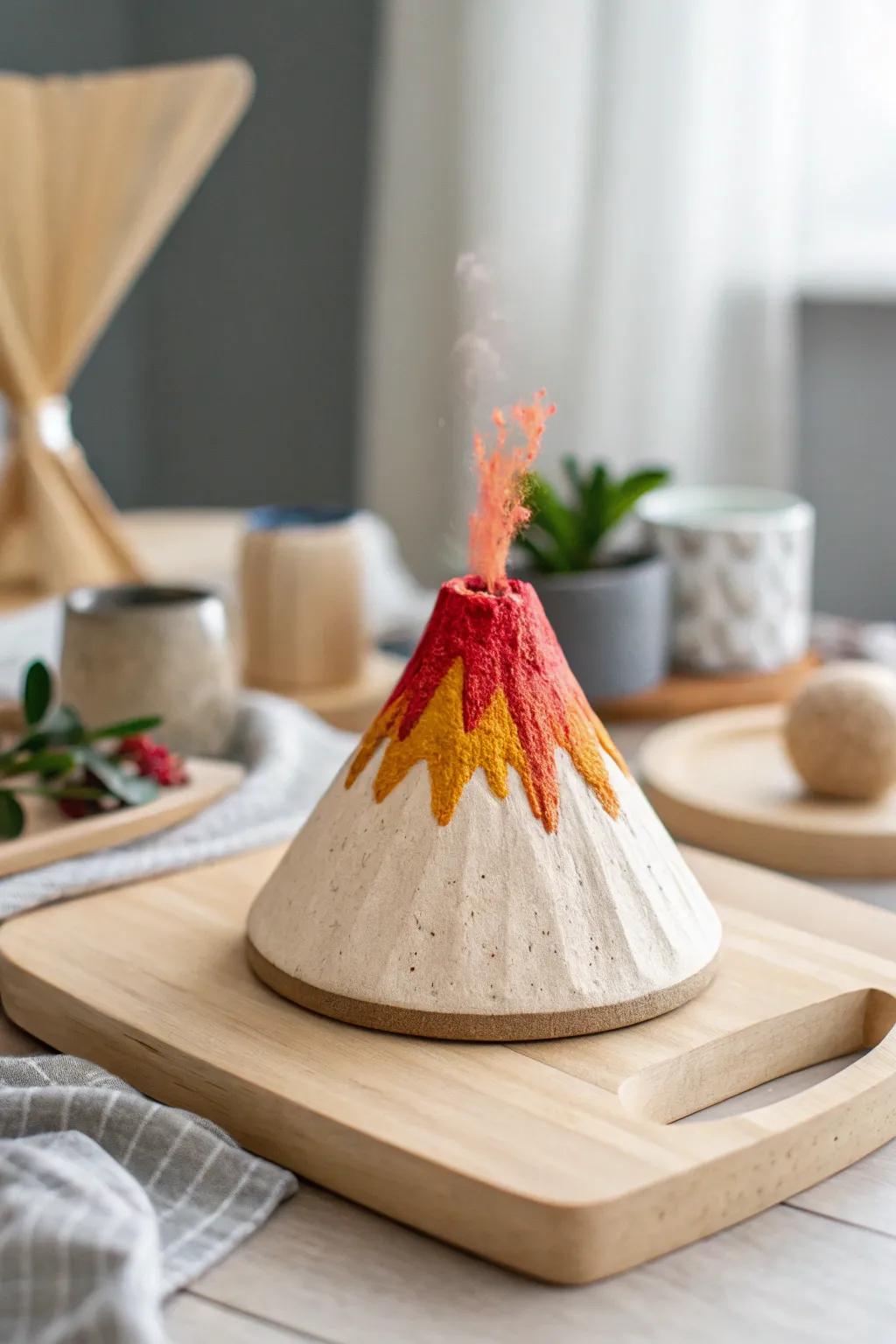 Behold the enchantment of a color-shifting volcano—where simplicity intertwines with vibrant creativity!