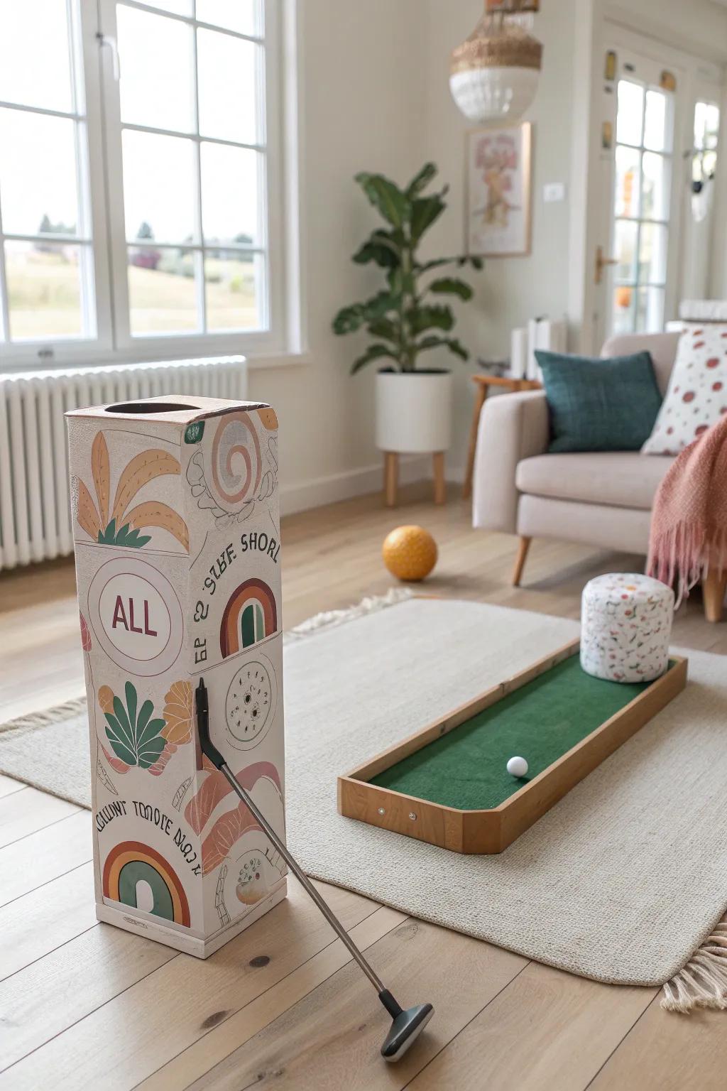 Turn rainy days into fun with a chic do-it-yourself golfing range!