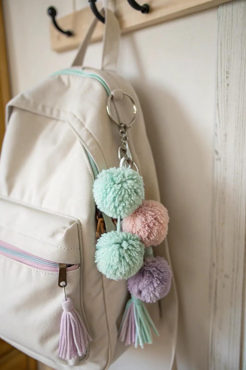 Append a hint of charm to your rucksack with these delightful pastel fluffs!