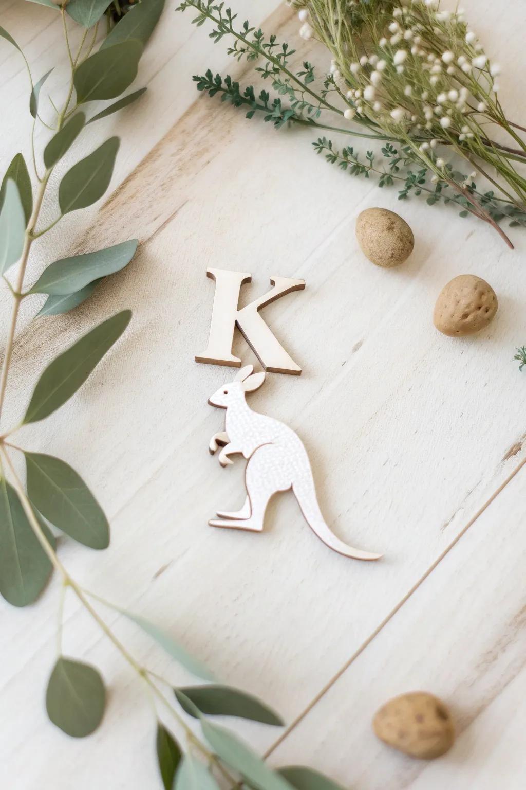 Transform the letter 'K' into a playful kangaroo with a touch of minimalist magic!