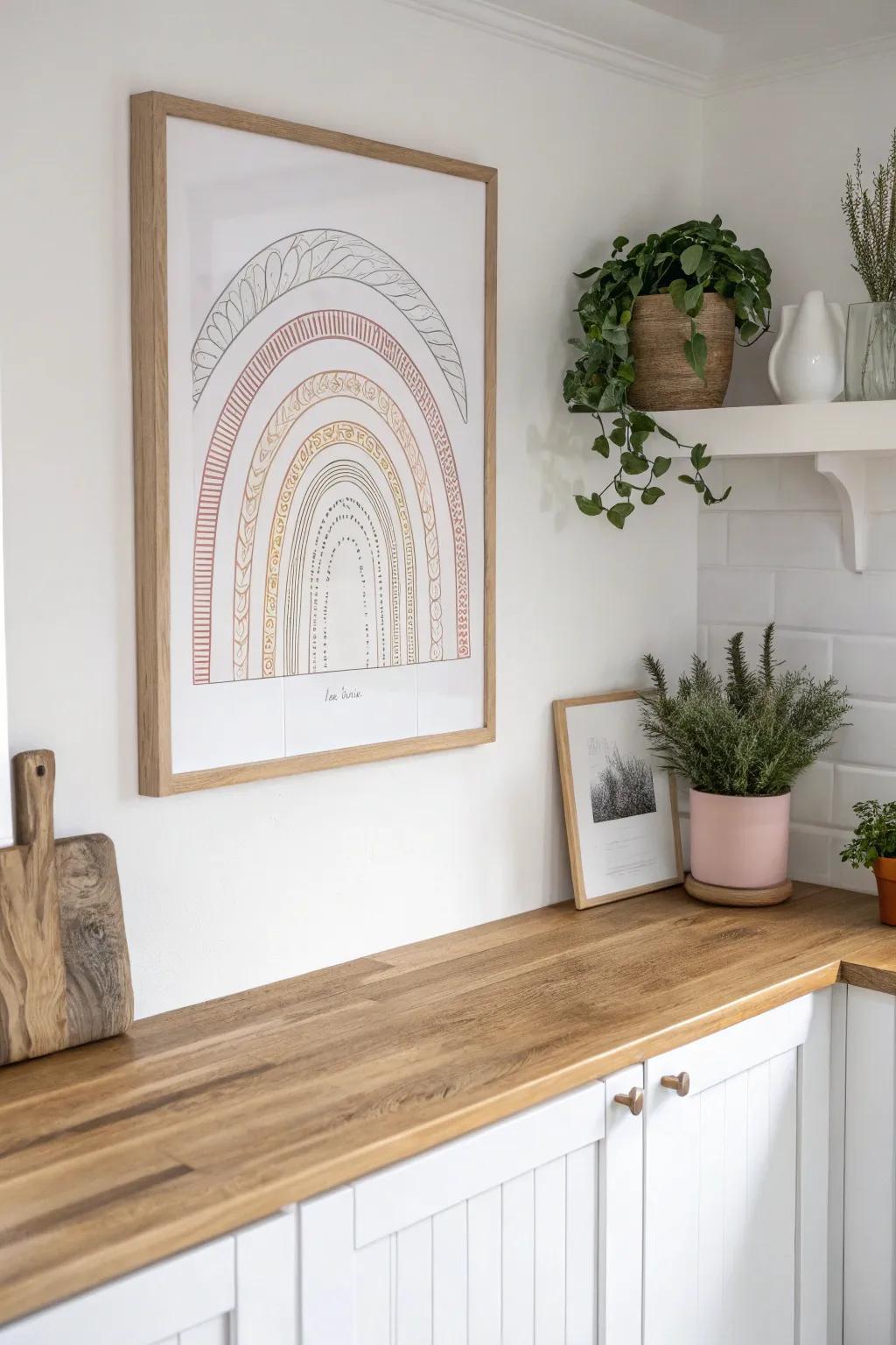 Elevate your space with the harmonious blend of line art and vibrant gradients, bringing a touch of color to minimalist elegance.