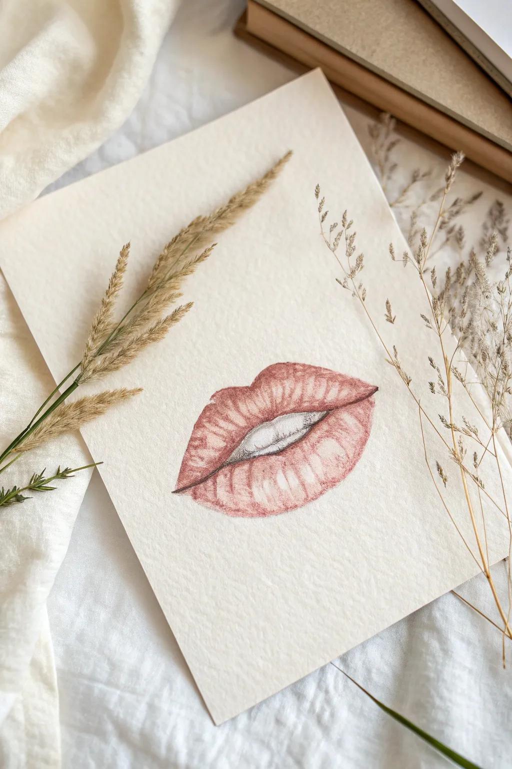 Uncover the artistry of sentiment through minimalist lip sketches, where simplicity intersects with evocative beauty.
