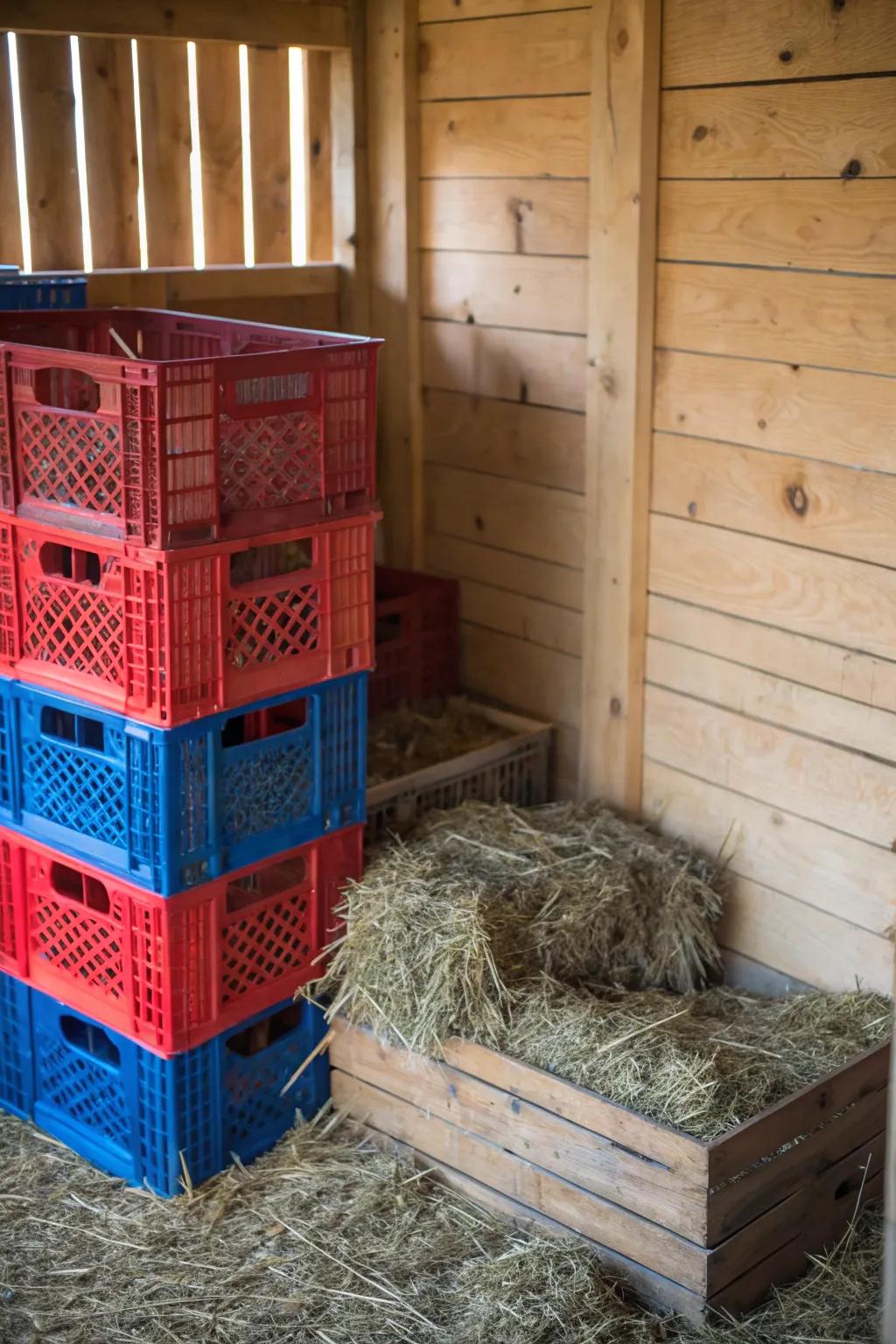 Make your chicken coop stylish and affordable with nesting boxes made from dairy crates!