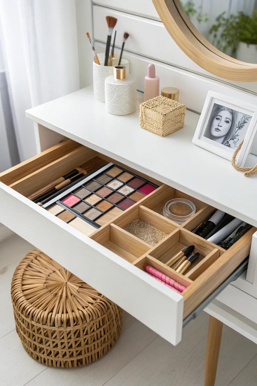 Transmute your drawer into a serene refuge via these chic and utilitarian segmenters, meticulously conceived for the refined orchestration of your cosmetic palettes.