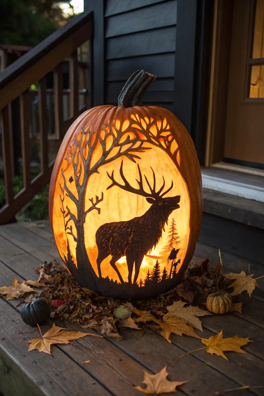 Raise your autumn decoration using this kingly elk gourd carving—a flawless mix of nature's grandness and creative skill.