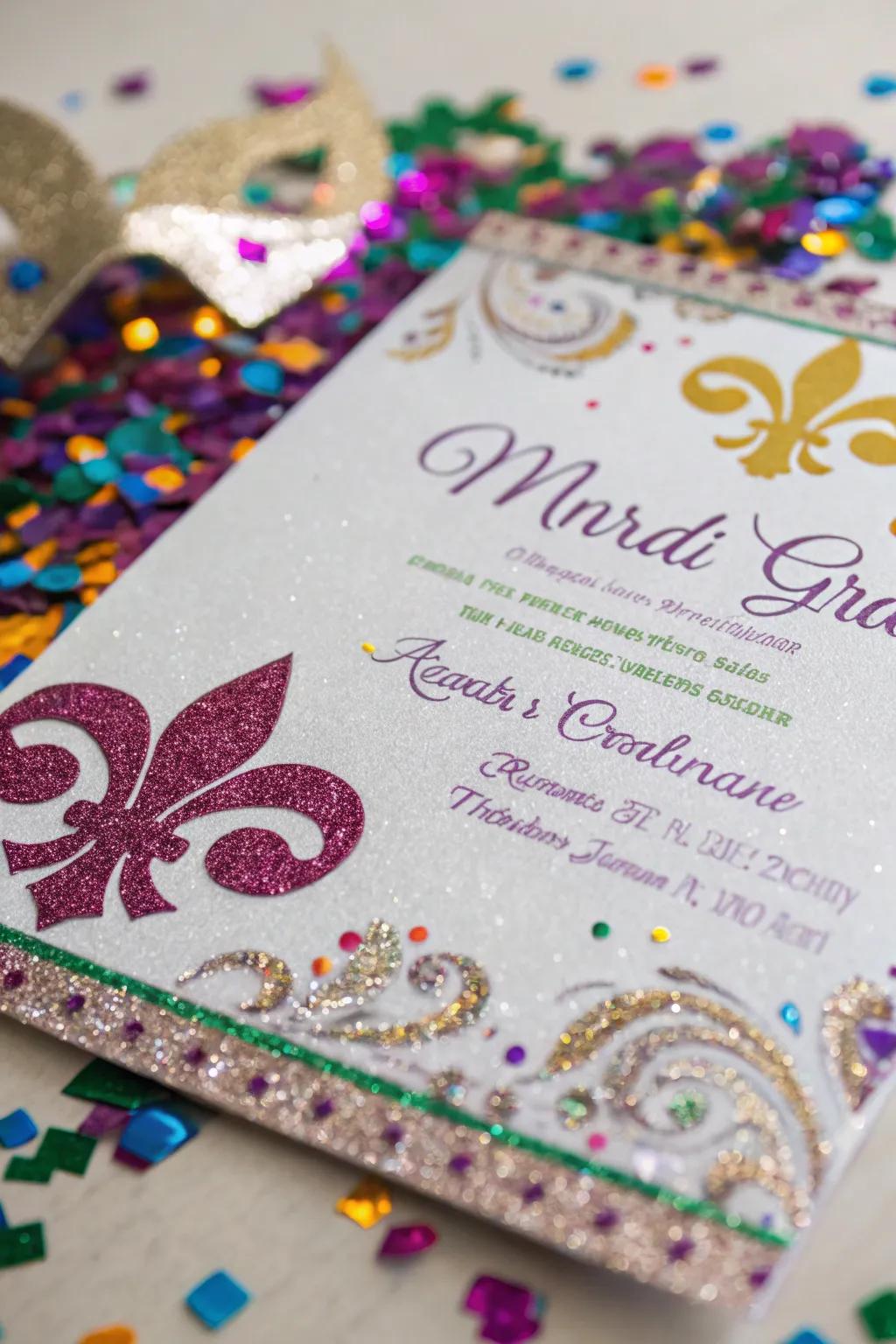 Glimmer and sprinkles infuse a celebratory radiance into your invitation design.