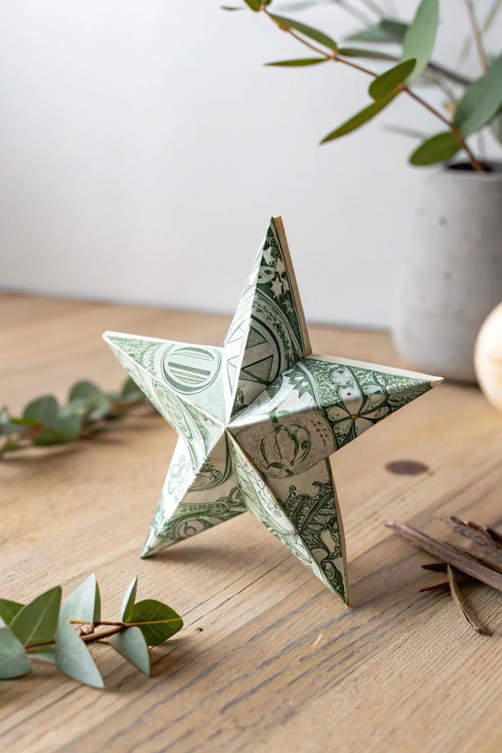 Revamp your space with a hint of playfulness and sophistication: the Dollar Origami Star.