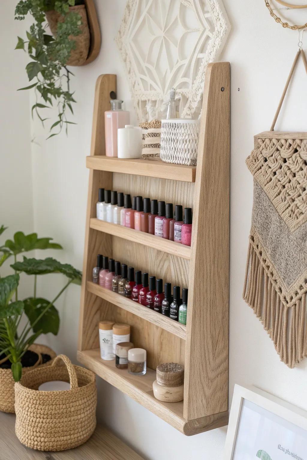 Enhance your environment through a chic angular enamel stand that melds Scandinavian simpleness with bohemian allure—impeccable for presenting your favored shades.