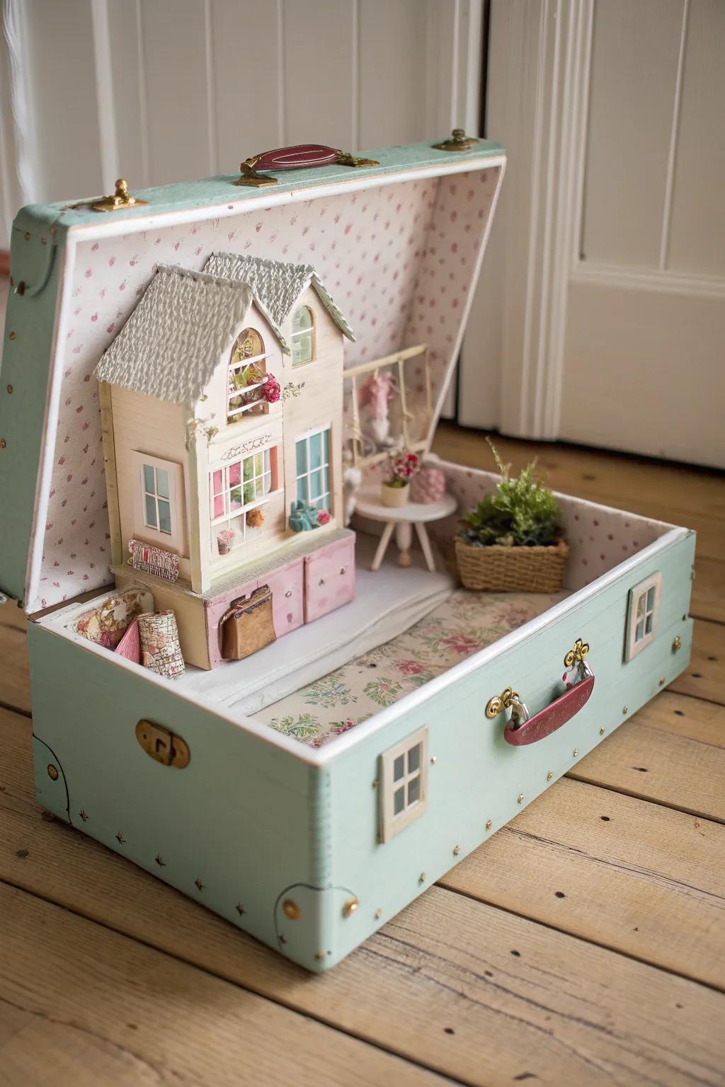 Spark the fires of imagination by converting an erstwhile trunk into an enchanting dollhouse.