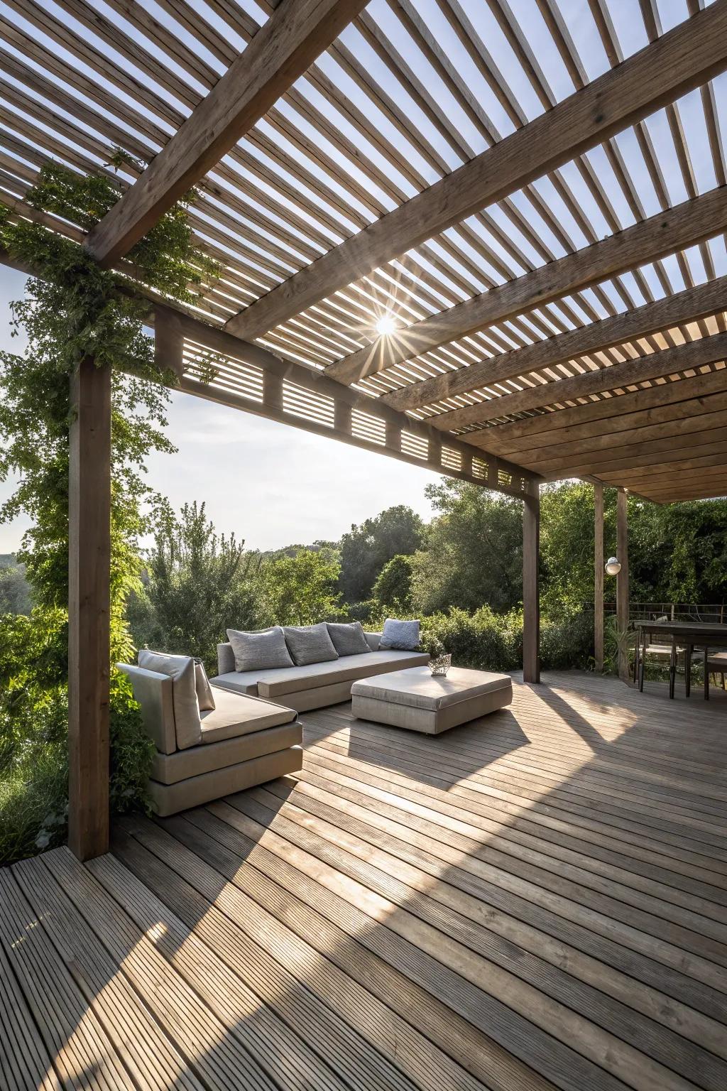 Enhance your open-air realm through a platform terrace and trellis—where panache intertwines with serenity.