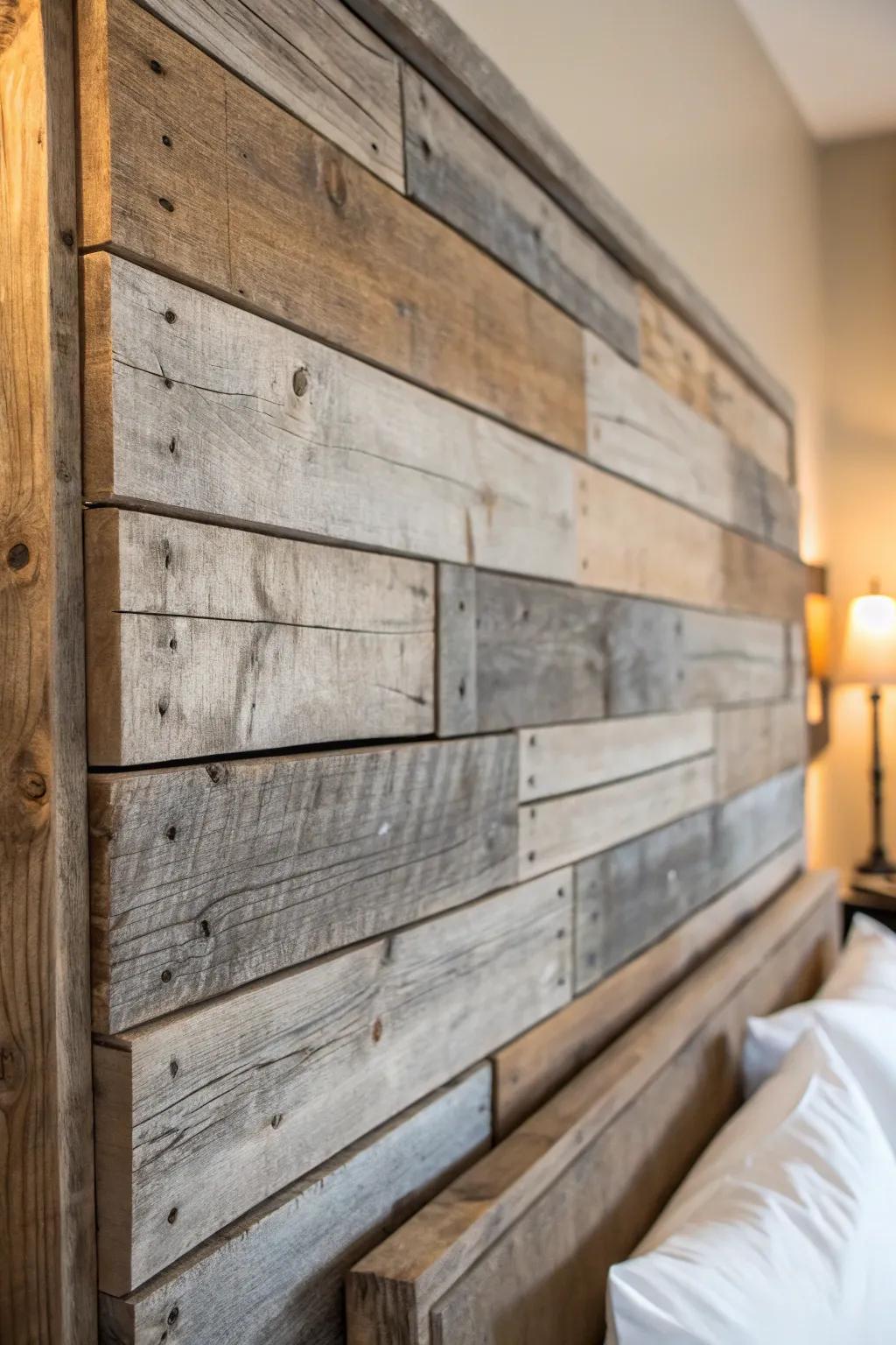 Change your room with the classic charm of a weathered wooden platform headboard.