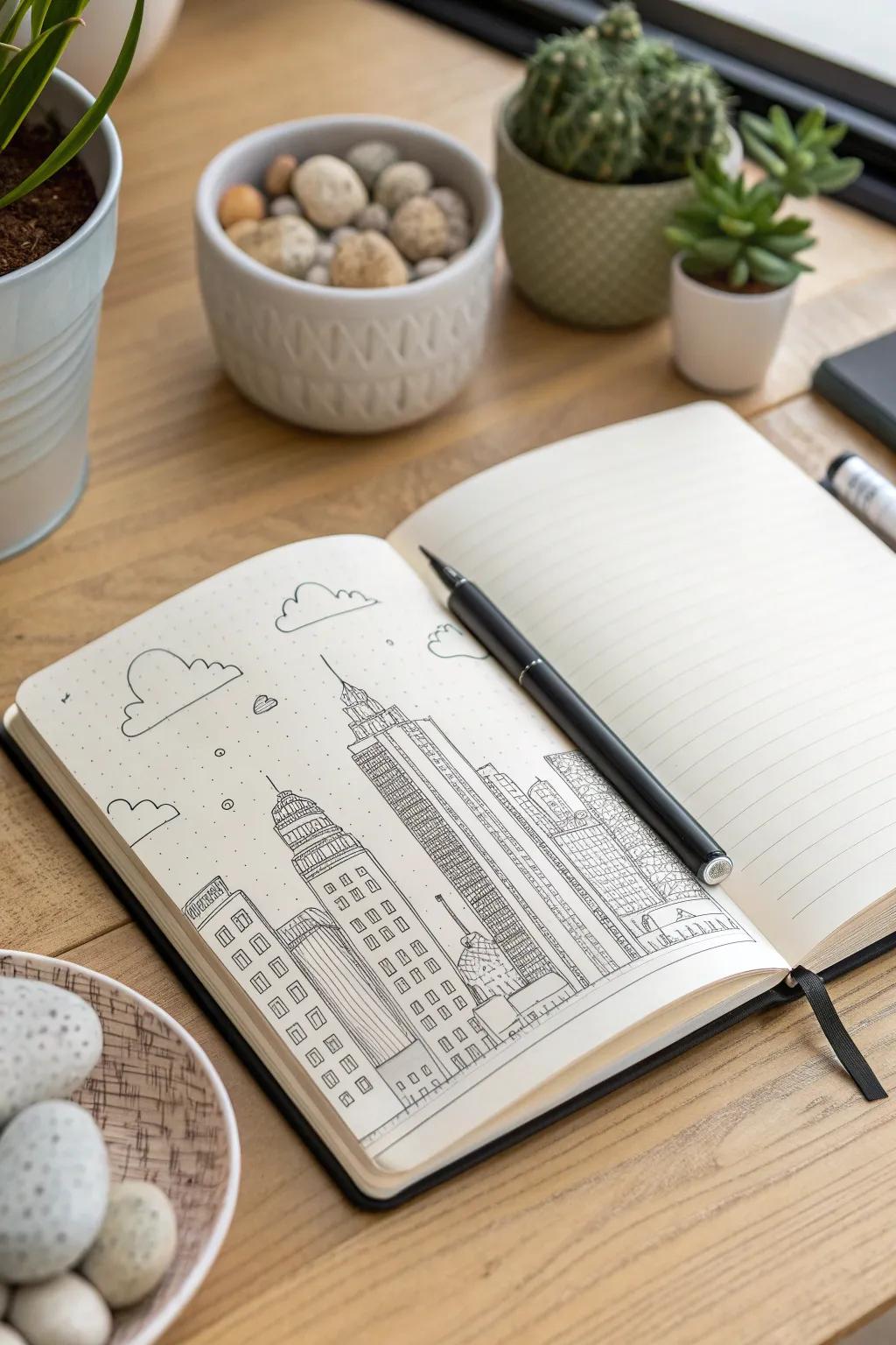 Capture the essence of city adventures with minimalist city doodles 🌆✏️ #UrbanSketches #MinimalistArt