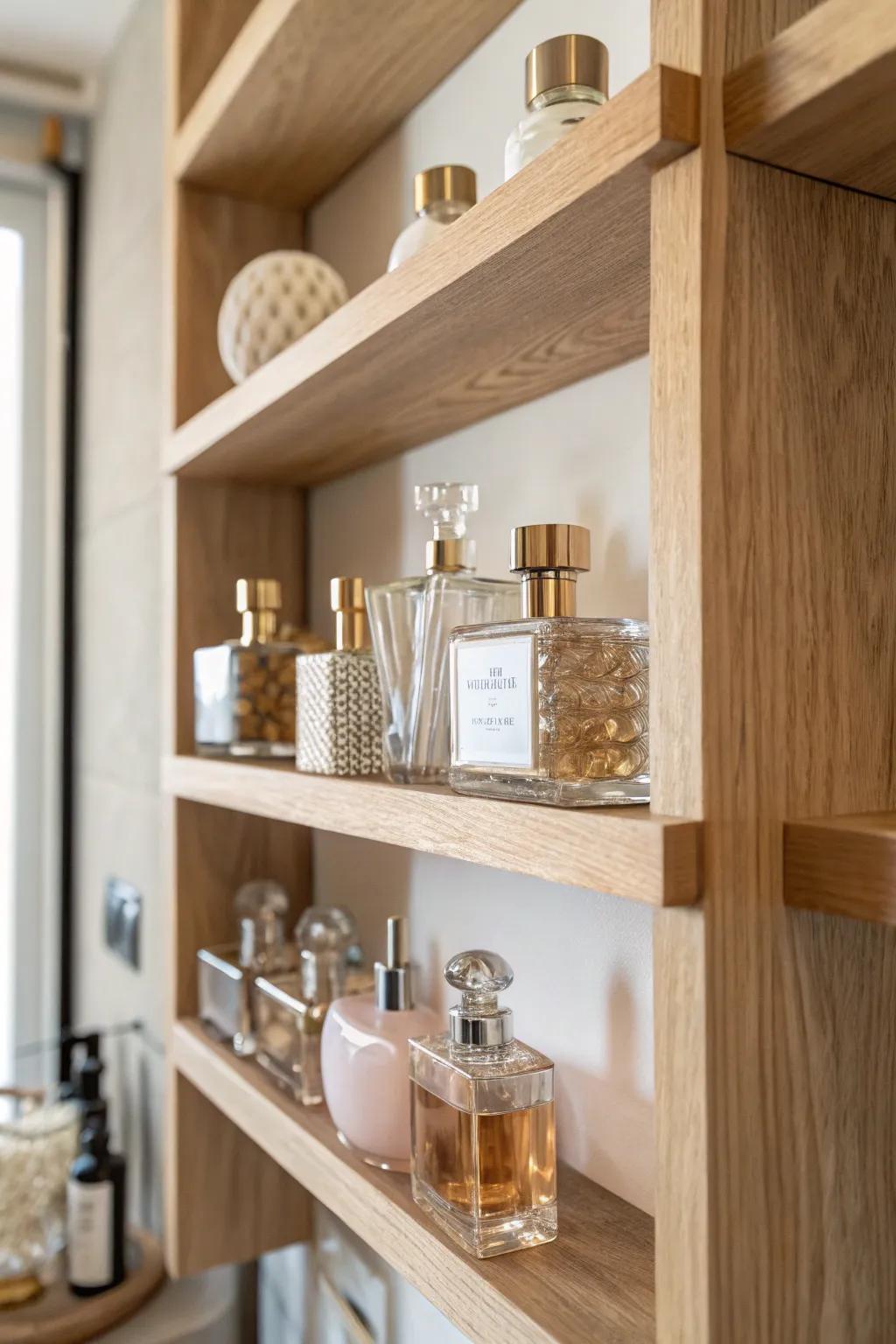 Enhance your space with stylish upright wall boards for your perfume collection.