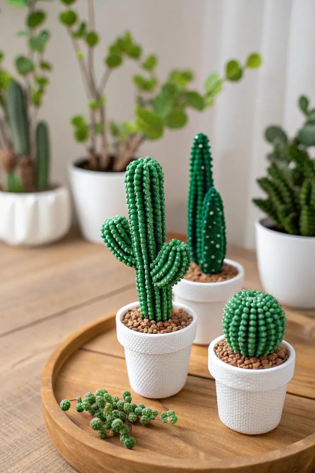 Introduce a hint of greenery to your area with these charming fusing bead cacti—no hydration necessary!