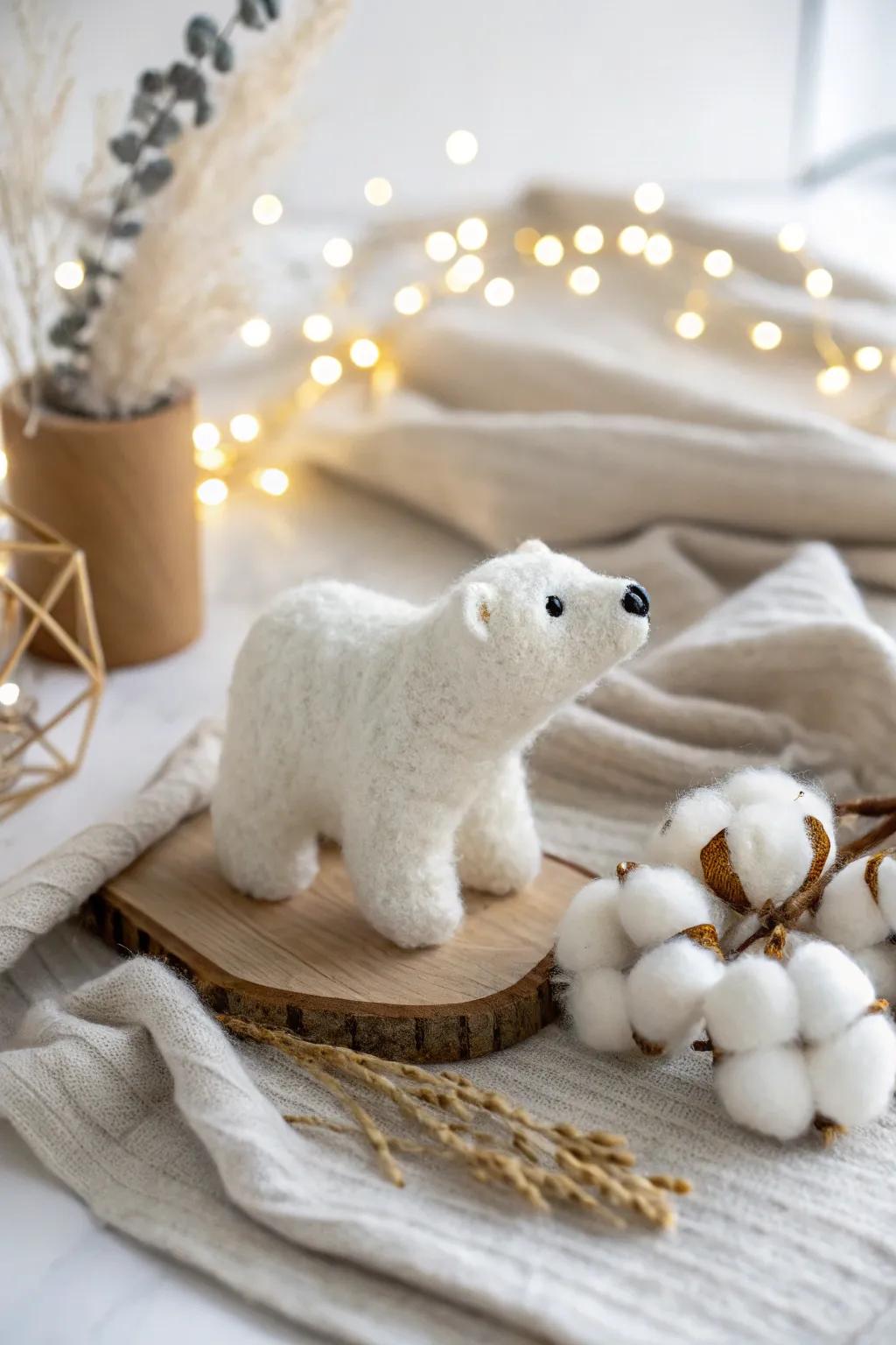 Embrace the comfort of winter with this charming cotton batting frigid bear craft, ideal for adding a dash of Scandinavian straightforwardness to your stylistic layout.