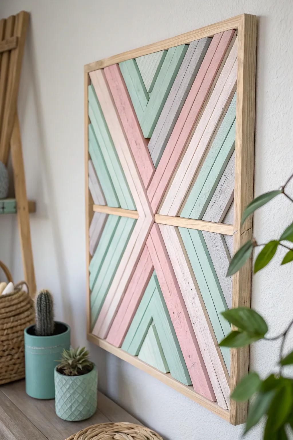 Revamp simple popsicle sticks into magnificent mural art, adding a dash of sophistication and vibrancy to your setting.