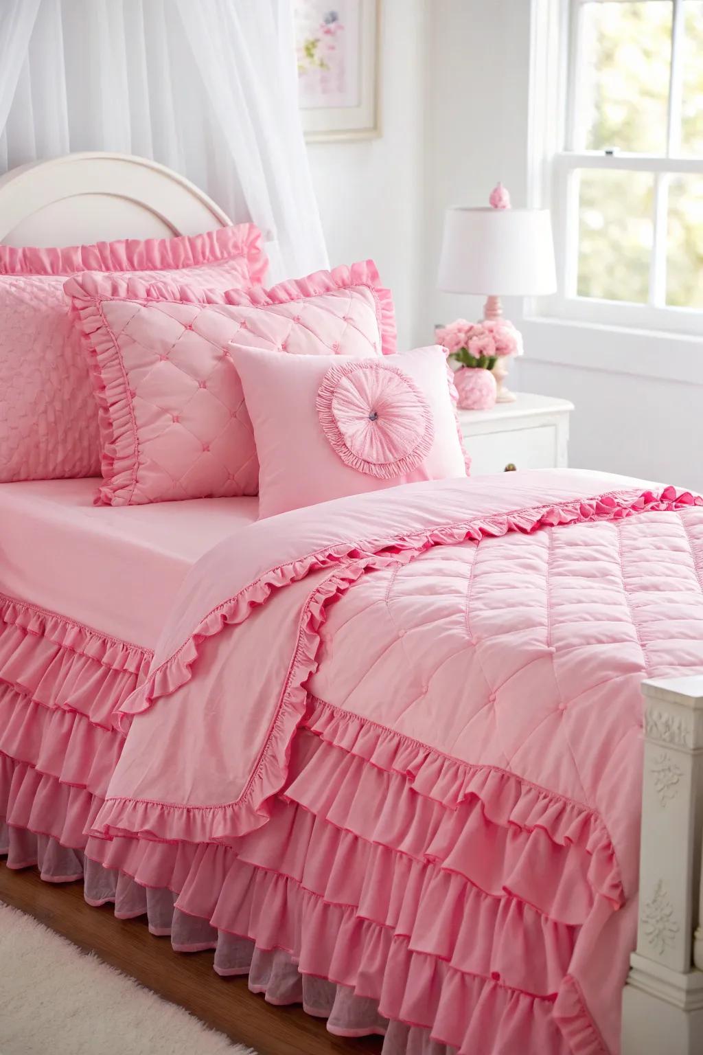 Opulent textiles featuring adornments and sumptuous cushions for a snug atmosphere.