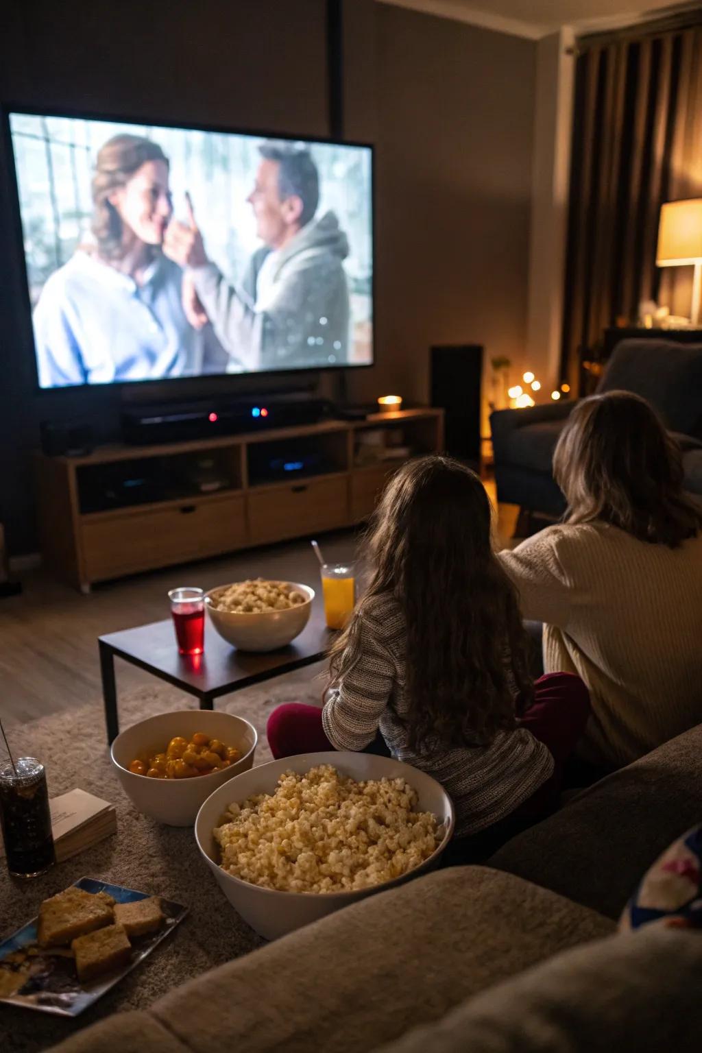 A themed movie marathon delivers continuous entertainment and bonding.