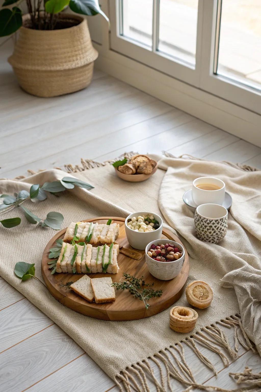 Welcome the outdoors in through a comforting indoor repast, exemplary for a rainy afternoon hideaway.