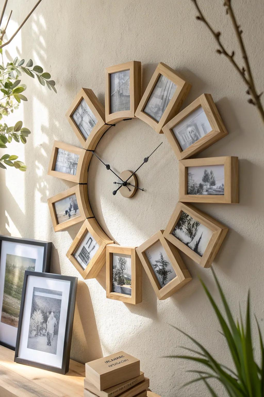 Transform your valued memories into eternal artistry through this refined image frame timepiece.