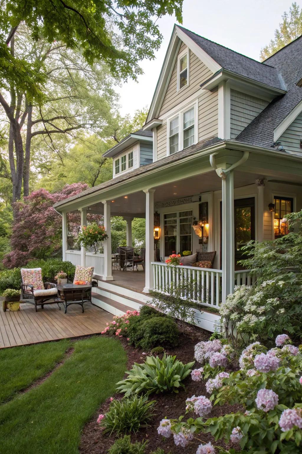 An enveloping patio roof broadens your outdoor living space.