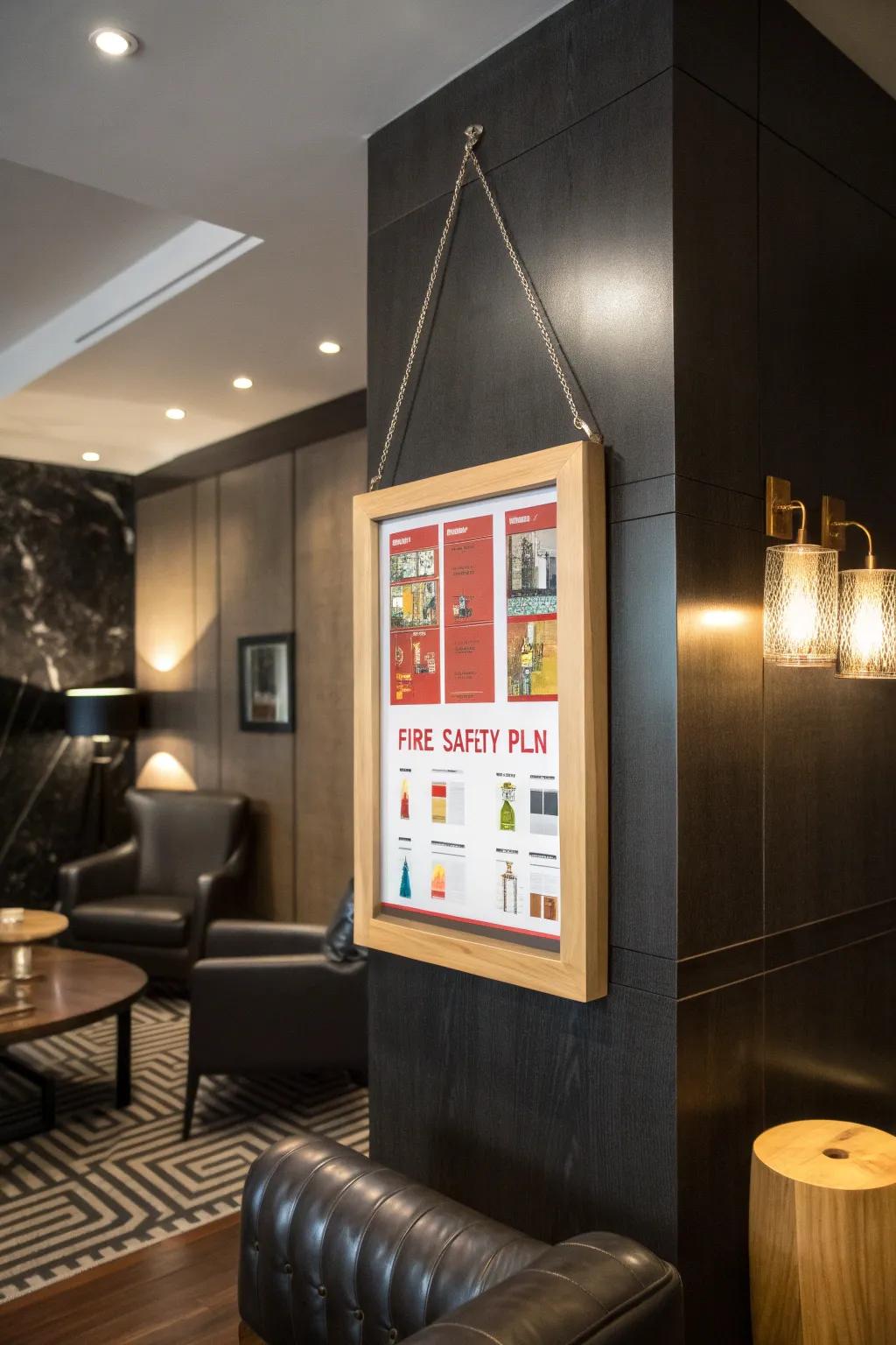 Enhance your home decor with a stylish and functional fire evacuation scheme display – where utility meets elegance.