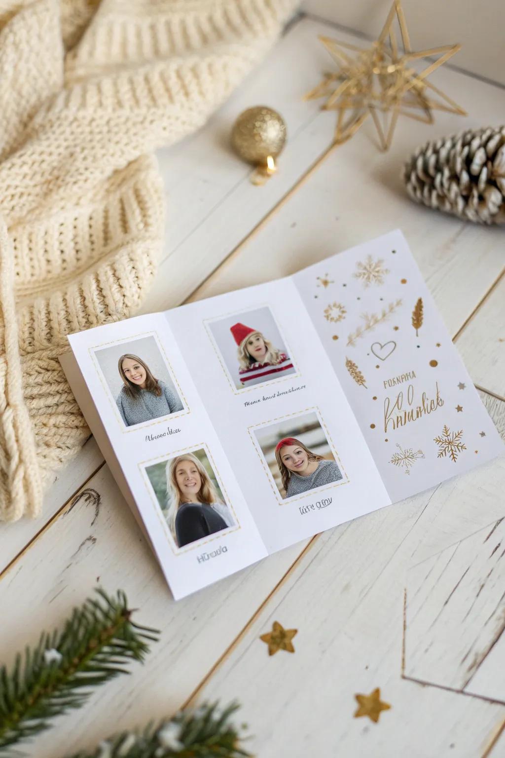 Seize the essence of the season via a personalized snapshot compilation card, simultaneously minimalist and endearingly festive.