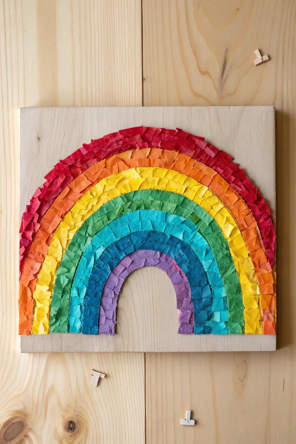 Brighten your space with a spectrum of artistic flair. 🌈 #ScrapPaperArt #ScandiBoho #CraftedBeauty