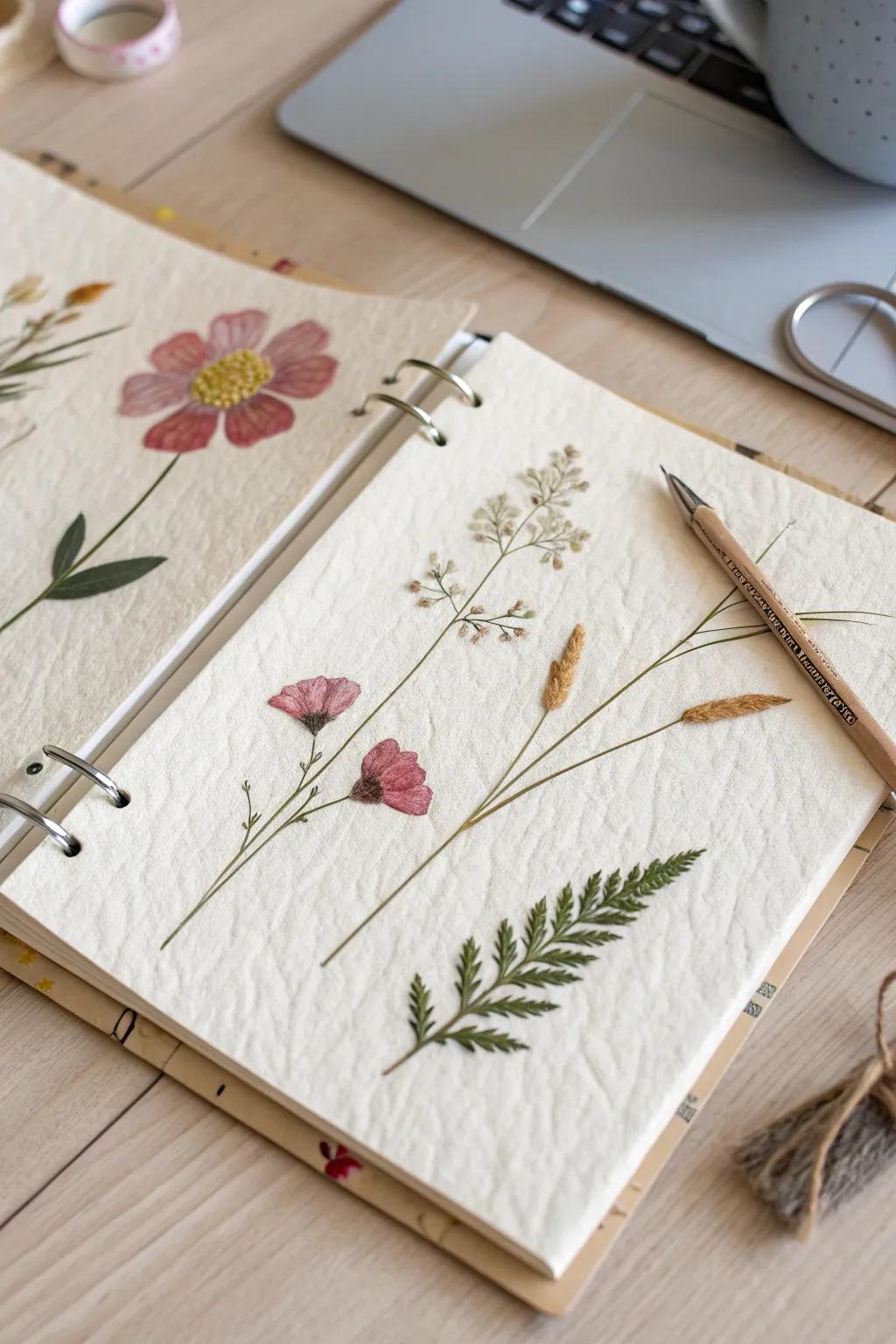 Embrace the splendor of nature with an understated botanical scrapbook design. 🌿✨ #Craftsmanship #MinimalistBeauty