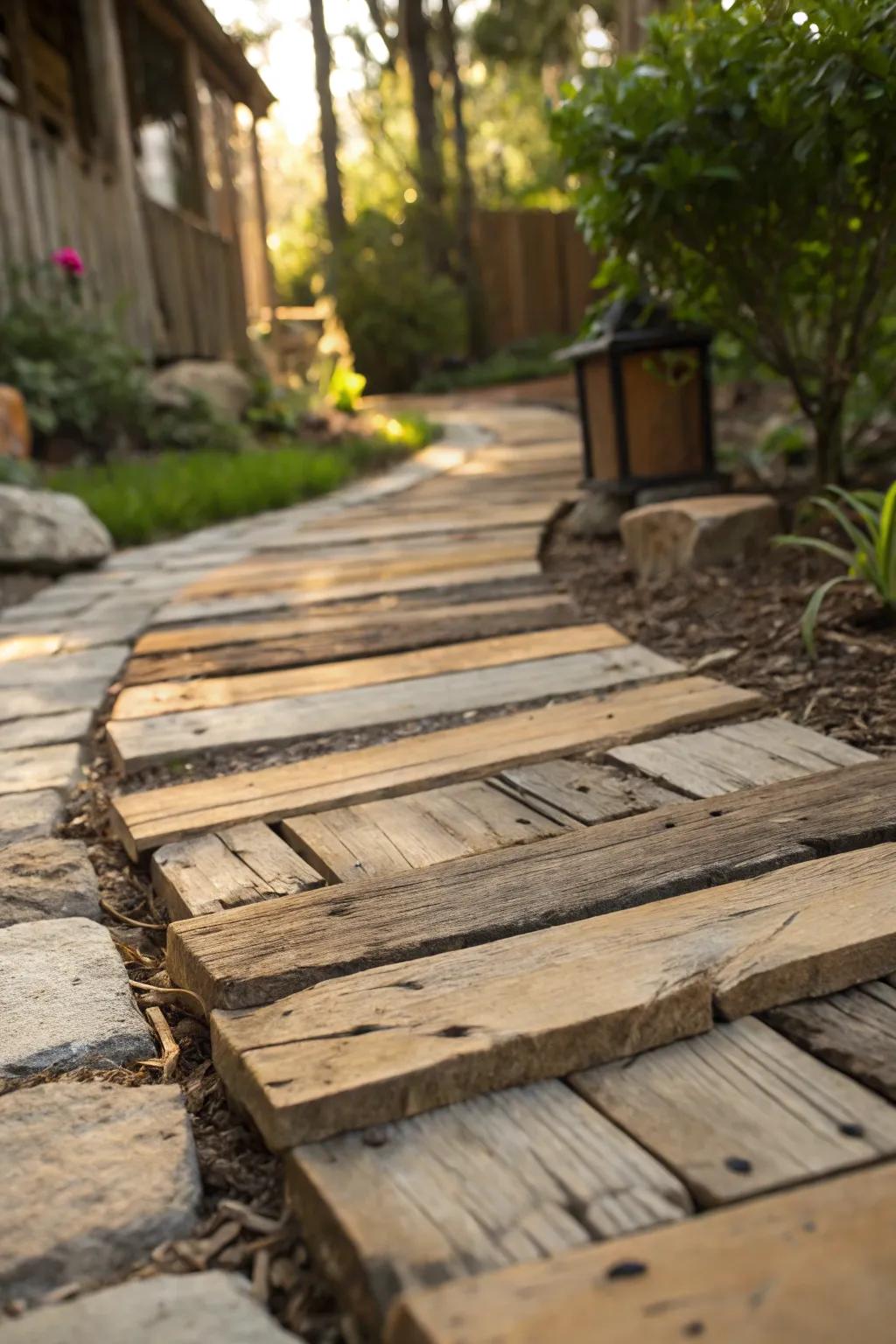 Upgrade your garden trail through countryside wood trims, crafting a comfortable, cabin-inspired atmosphere.
