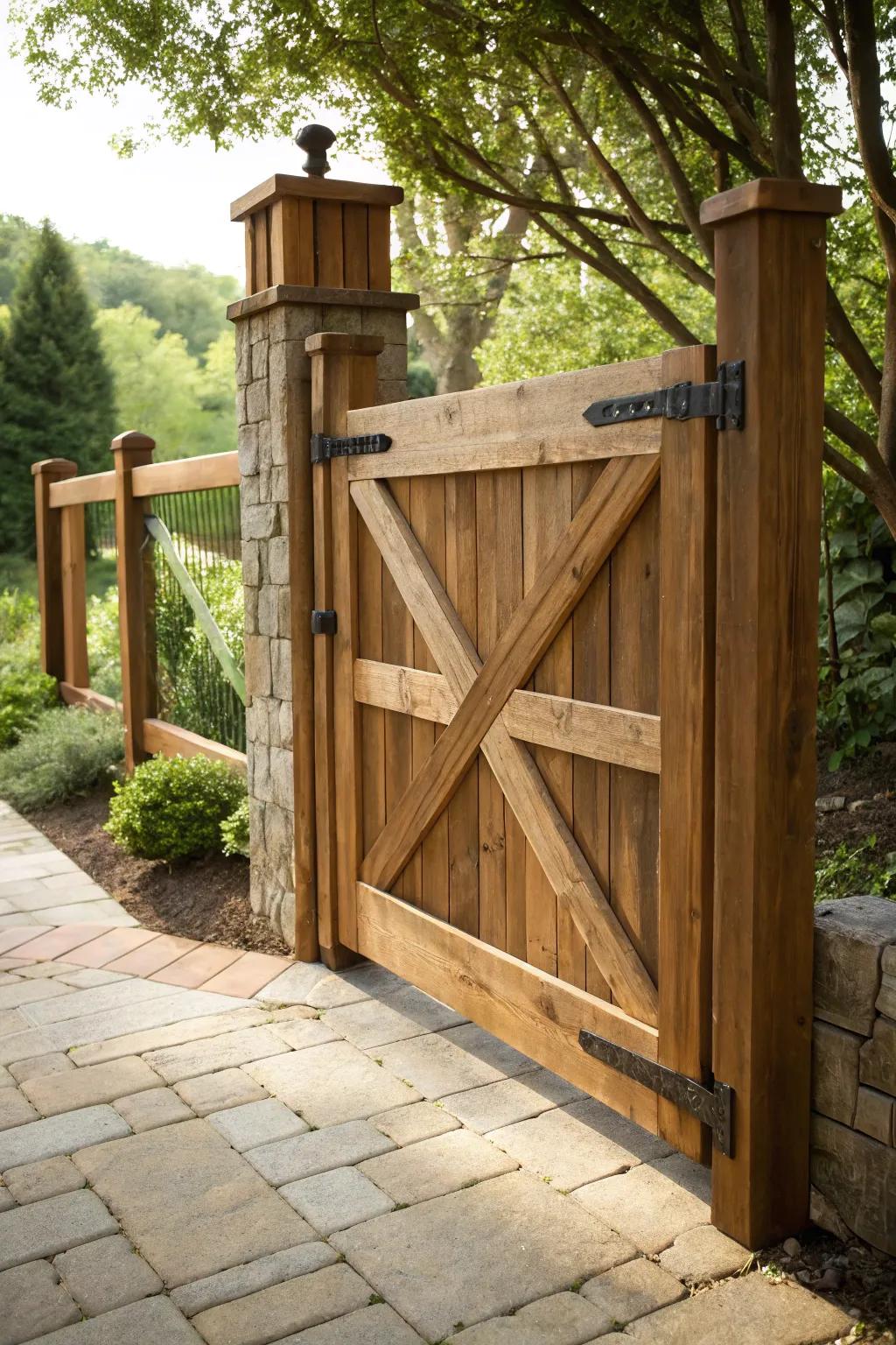 Enhance your garden using a traditional cross brace gate—where fashion meets strength.