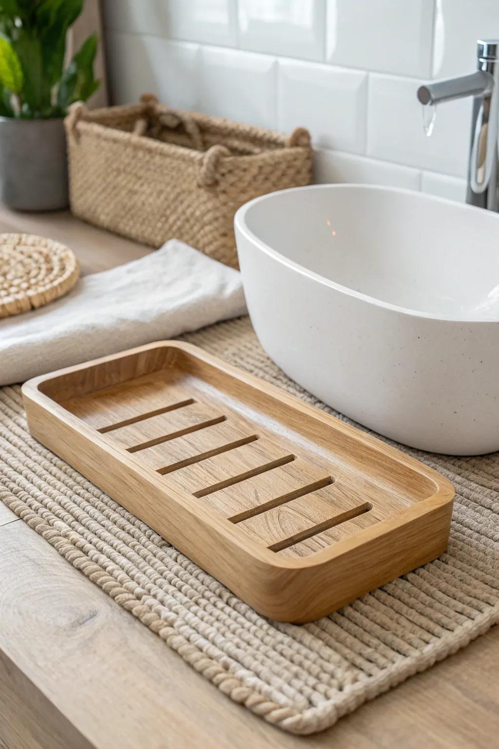 Refine your sink area with a sophisticated multi-purpose tray that unifies elegance and utility.
