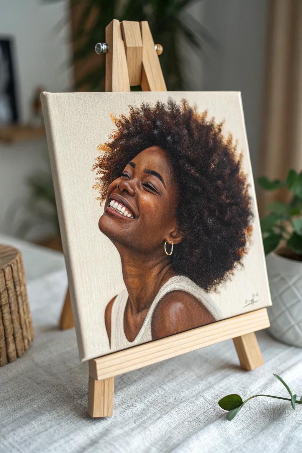 Record the essence of joy - a smile illuminating the artistic canvas.
